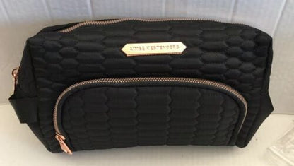 Aimee Kestenberg  Isabela Black Python Quilted Cosmetic Bag  Gold Hardware