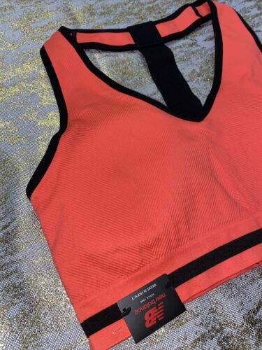 New Balance Medium Impact Sports Bra Style 112016 Sunrise Orange/Black Size XL