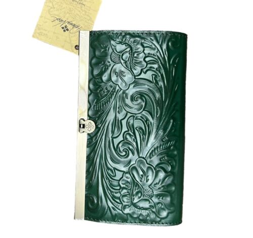 Patricia Nash Cauchy Wallet/Clutch, Tooled Leather~SoftGreen~P329244~MSRP$119