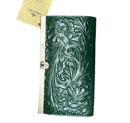 Patricia Nash Cauchy Wallet/Clutch, Tooled Leather~SoftGreen~P329244~MSRP$119