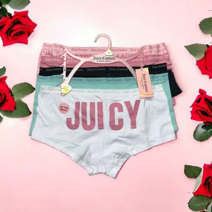 Juicy Couture~Women Boyshort Underwear Panties Cotton Blend 5-Pair JC7530~WOW~XL