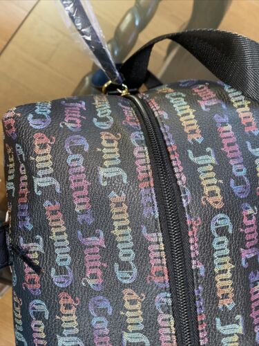 JUICY COUTURE WEEKENDER BAG RAINBOW BLACK BOLD WORD PLAY RETAIL$109 BEAUTIFUL !