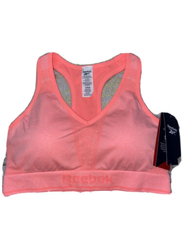 Reebok Tone Seamless Bra Electric Coral Heather Medium Support XLarge MSRP $40