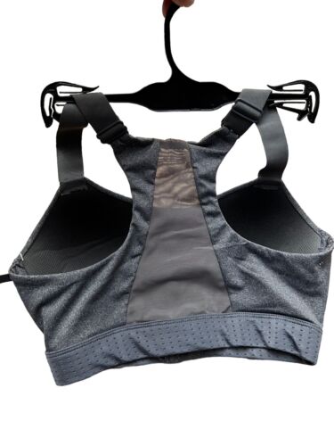 LAYER 8 MAXIMUM SUPPORT SIZE SMALL SPORT BRA FITTED DARK GRAY Front Zipper-NEW
