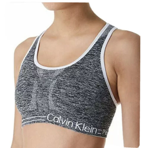 Calvin Klein Sports Bra- Heather Gray &White Size Medium PFYT1051 SUPER CUTE!