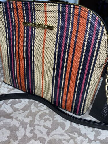 STEVE MADDEN HANDBAG BMAGGIE MULTICOLORED STRIPE PRINT XBDY GOLD -TONE HARDWARE