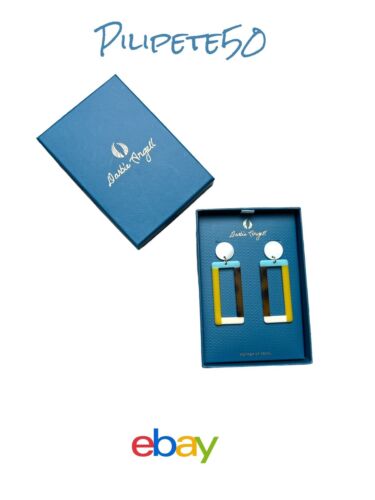 DARBIE ANGELL Rectangular￼ Hoops -Mother Of Pearl Fashion Designer NIB ~ UNIQUE