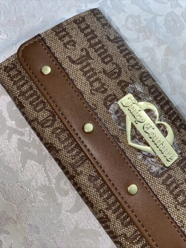 JUICY COUTURE GLAM ELONGATED FLAP WALLET~CLUTCH CHESTNUT CHINO LOGO~JUST FOR YOU