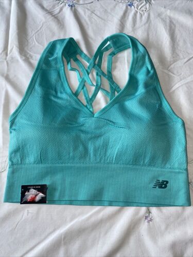 New Balance Medium Impact Sports Bra Style # 112018 AQUARIUS- GREEN Size L