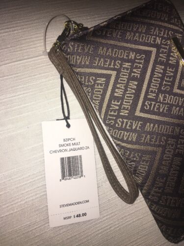 STEVE MADDEN WALLET WRISTLET SMOKE MULTI-COLOR CHEVRON WOVEN JAQUARD FABRIC
