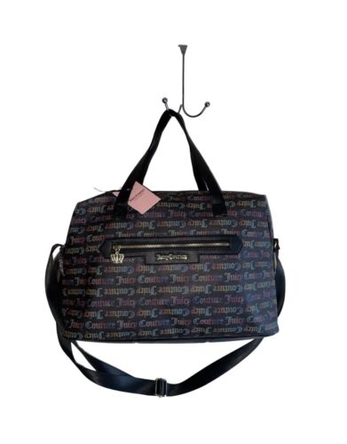 JUICY COUTURE WEEKENDER BAG RAINBOW BLACK BOLD WORD PLAY RETAIL$109 BEAUTIFUL !