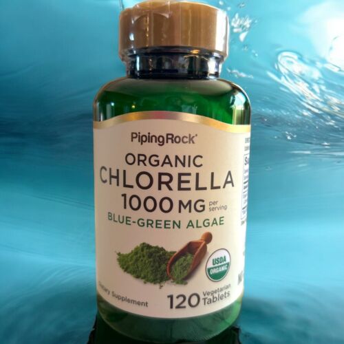 Organic  Chlorella|1000mg|120 Tablets| Blue-Green Algae| By PipingRock| Exp 5/26