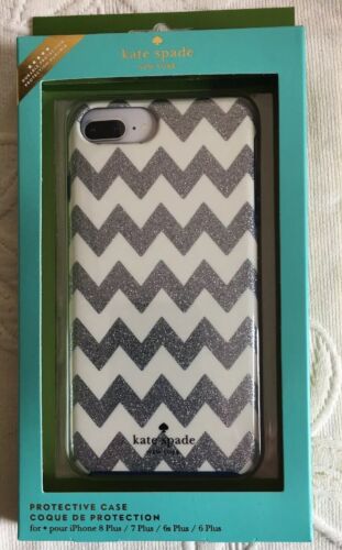 KATE SPADE PHONE CASE SILVER GLITTER CHEVRON FOR iPhone 8/7/6/ PLUS 6s PLUS
