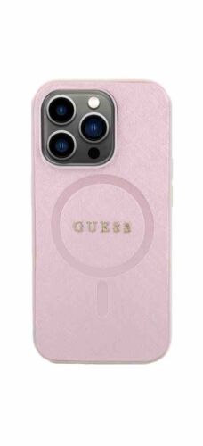 Guess iPhone 15 Pro Max MagSafe Case Cover Saffiano Collection Pink Signature