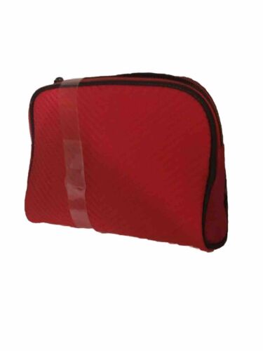 Aimee Kestenberg CHELSEA RED CHEVRON 3-Piece NICKEL Silver Zipper Cosmetic Bag