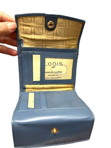 LODIS BLUE Classic Premium Leather RFID Double Flap-Snap Wallet Cardholder~GREAT