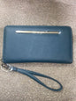 STEVE MADDEN WALLET WRISTLET TEAL GREEN SMOOTH TEXTURED SILVER ZIPPER~REAR FIND!