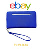 STEVE MADDEN WALLET WRISTLET MIDNIGHT BLUE SMOOTH TEXTURED SILVER ZIPPER~UNIQUE!