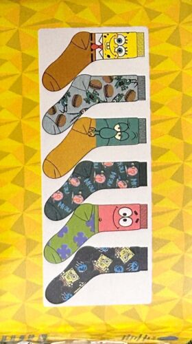 SpongeBob SquarePants Assorted Icons Men's 6-Pair Pack of Crew Socks Multi-Color