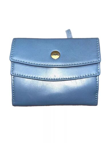 LODIS BLUE Classic Premium Leather RFID Double Flap-Snap Wallet Cardholder~GREAT
