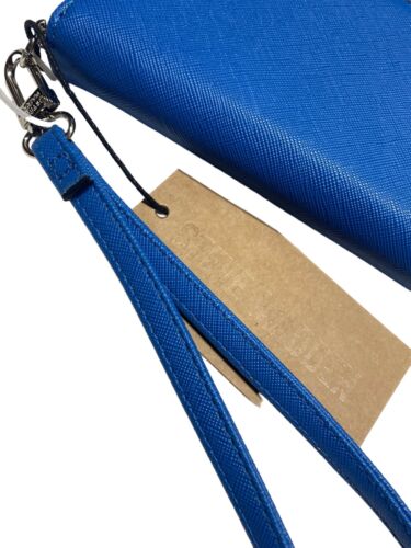 STEVE MADDEN WALLET WRISTLET BLUE SMOOTH TEXTURED SILVER ZIPPER~REAR FIND!