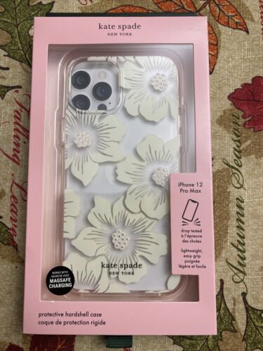 Kate Spade New York Protective Case iPhone12 Pro Max Floral White Rhinestone NEW