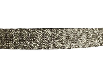 Michael Kors belt glittery gold printed MK logo gold rectangle buckle "Skinny" M