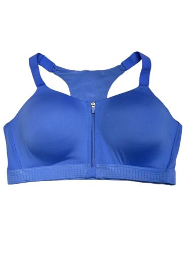 LAYER 8 MAXIMUM SUPPORT SIZE 2X SPORT BRA FITTED Blue/SilverFront Zipper-NEW