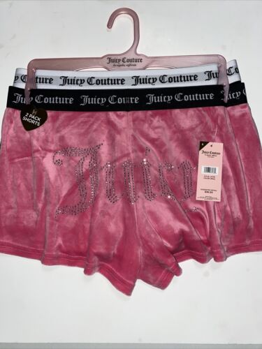 JUICY COUTURE BLACK & PINK VELOUR RHINSTONES LOGO~JC1751~ SLEEP SHORTS ALL SIZES