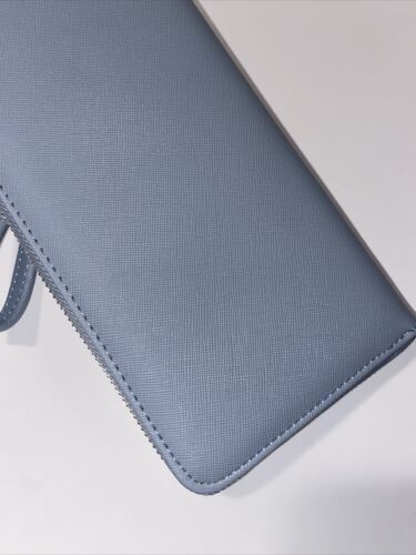 STEVE MADDEN WALLET WRISTLET BLUE SMOOTH TEXTURED~ORGANIZER~REAR FINDING!