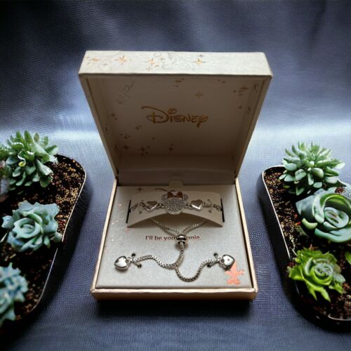 Disney "I'll Be Your Minnie"  Mouse Hearts Bracelet Fine Silver Plated~NIB