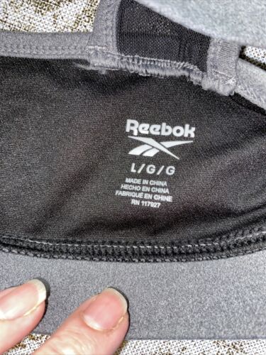 REEBOK MATCH BRA CHARCOAL HEATHER/BLACK MESH REW211BR02003 Large MSRP $40 NEW