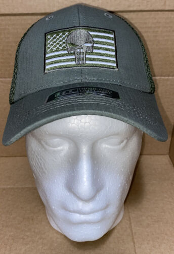 Highland Tactical Hat Khaki Green With US Flag Punisher Logo