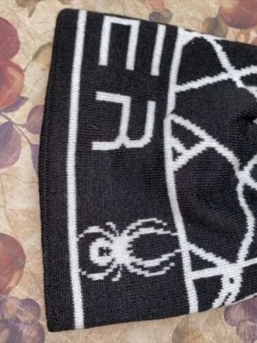Spyder Jaquard Logo Beanie Hat Cap Black Graphic Ski and Snowboard New MSRP $35
