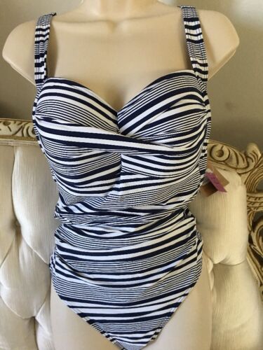 NIP TUCK BOND EYE ONE PIECE SWIMSUIT Stripe  Black /White Size 8
