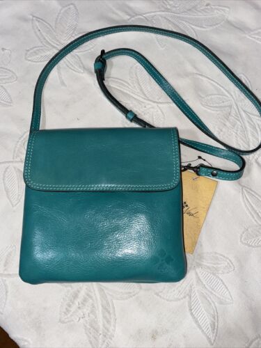 Patricia Nash Bag Distress Vin. Leather Aqua Crossbody Bag Purse NEW