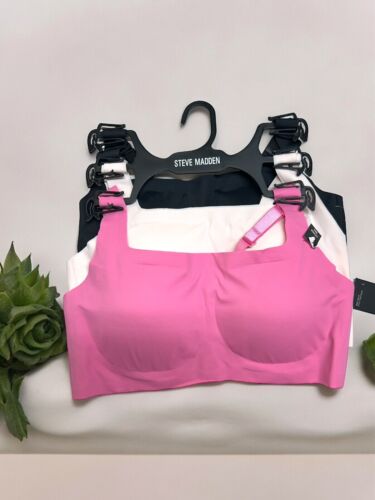 Steve Madden Women’s 3-Pack Seamless Lounge Bra Removable Pads Size L~ MSRP $84
