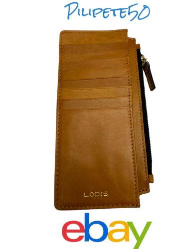 Lodis Brown RFID Protection Card Case Window ID  Leather Wallet GREAT QUALITY!!