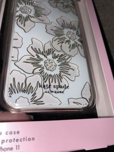 KATE SPADE PHONE CASE iPhone 11 PRO HOLLYHOCK FLOWERS WITH RHINESTONE ELEGANT