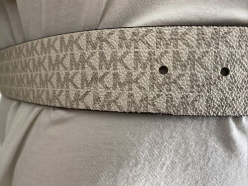 MICHAEL KORS BELT WHITE MK LOGO GOLD BUCKLE SIZE LARGE "CLASSY" MSRP $42.00