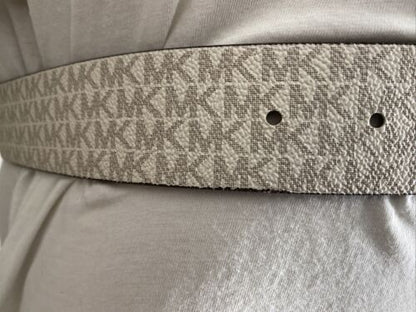 MICHAEL KORS BELT WHITE MK LOGO GOLD BUCKLE SIZE LARGE "CLASSY" MSRP $42.00