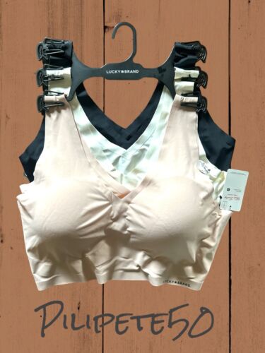 Lucky Brand Set Of 3~Seamless Laser Cut Bras LVD19053~Sz.2X~Multicolor ~UNIQUE!