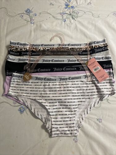 JUICY COUTURE JC6555~ 5 Pack SIGNATURE WAIST COMFY COTTON SPANDEX PANTIES ~L