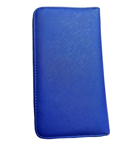 STEVE MADDEN WALLET WRISTLET MIDNIGHT BLUE SMOOTH TEXTURED SILVER ZIPPER~UNIQUE!