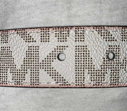 MICHAEL KORS BELT REVERSIBLE BROWN/WHITE MK LOGO LARGE