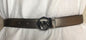 MICHAEL KORS BELT REVERSIBLE NICKEL/BURGUNDY SKINNY With MK LOGO CIRCLE BUCKLE