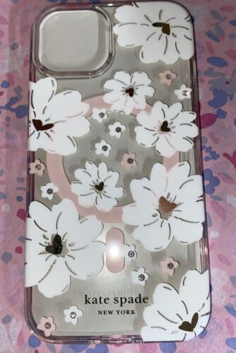 Kate Spade Phone Case iPhone 13 & 14 6.1  Floral & Rhinestones~UNIQUE BEAUTY
