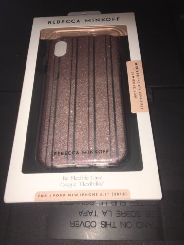 Rebecca Minkoff Metallic Stripe iPhone XR Case, Silver/Pink, iPhone XR NEW