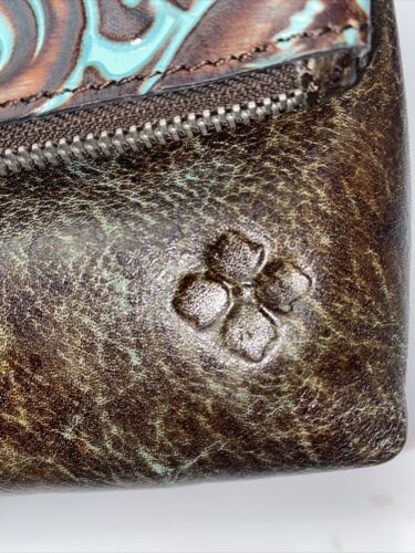 Patricia Nash Valerie Turquoise Tooled Leather Fold Over Clutch Wristlet New