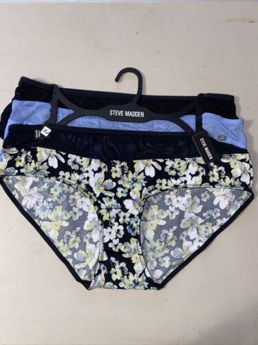 Steve Madden ~ 3-Pair Women's Bikini Underwear Cotton & Nylon Blend ~XL~CUTE!